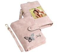 Gaehsmide Portafoglio con farfalla iniziale per le donne nome personalizzato piccolo cinturino da polso portafogli donna personalizzato in pelle mini portafoglio compleanno Natale San Valentino festa