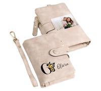 Gaehsmide Portafoglio con farfalla iniziale per le donne nome personalizzato piccolo cinturino da polso portafogli donna personalizzato in pelle mini portafoglio compleanno Natale San Valentino festa