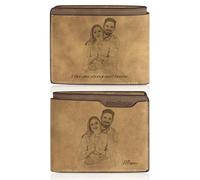 Gaehsmide Portafoglio personalizzato con blocco RFID Portafoglio con nome foto personalizzato per uomo Portafoglio in pelle bifold per papà marito regalo per compleanno, Natale, San Valentino, No