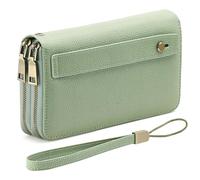 GAEKEAO Portafoglio Donna Grande, Portamonete Vegan in Pelle, Porta Tessere Blocco RFID, Portacarte di Credito, Porta Tessere, Borsellino Doppia Cerniera, Idee Regalo