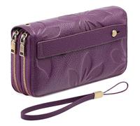GAEKEAO Portafoglio Donna Grande, Portamonete Vegan in Pelle, Porta Tessere Blocco RFID, Portacarte di Credito, Porta Tessere, Borsellino Doppia Cerniera, Idee Regalo