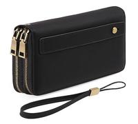 GAEKEAO Portafoglio Donna Grande, Portamonete Vegan in Pelle, Porta Tessere Blocco RFID, Portacarte di Credito, Porta Tessere, Borsellino Doppia Cerniera, Idee Regalo