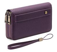GAEKEAO Portafoglio Donna Grande, Portamonete Vegan in Pelle, Porta Tessere Blocco RFID, Portacarte di Credito, Porta Tessere, Borsellino Doppia Cerniera, Idee Regalo