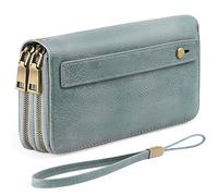 GAEKEAO Portafoglio Donna Grande, Portamonete Vegan in Pelle, Porta Tessere Blocco RFID, Portacarte di Credito, Porta Tessere, Borsellino Doppia Cerniera, Idee Regalo