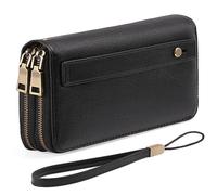 GAEKEAO Portafoglio Donna Grande, Portamonete Vegan in Pelle, Porta Tessere Blocco RFID, Portacarte di Credito, Porta Tessere, Borsellino Doppia Cerniera, Idee Regalo