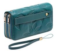 GAEKEAO Portafoglio Donna Grande, Portamonete Vegan in Pelle, Porta Tessere Blocco RFID, Portacarte di Credito, Porta Tessere, Borsellino Doppia Cerniera, Idee Regalo