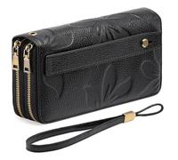 GAEKEAO Portafoglio Donna Grande, Portamonete Vegan in Pelle, Porta Tessere Blocco RFID, Portacarte di Credito, Porta Tessere, Borsellino Doppia Cerniera, Idee Regalo