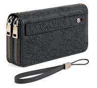 GAEKEAO Portafoglio Donna Grande, Portamonete Vegan in Pelle, Porta Tessere Blocco RFID, Portacarte di Credito, Porta Tessere, Borsellino Doppia Cerniera, Idee Regalo