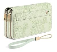 GAEKEAO Portafoglio Donna Grande, Portamonete Vegan in Pelle, Porta Tessere Blocco RFID, Portacarte di Credito, Porta Tessere, Borsellino Doppia Cerniera, Idee Regalo