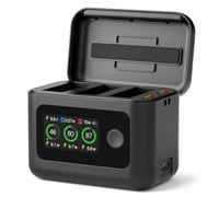 Gaekol Caricabatterie per DJI Osmo 360/Action 5 Pro/4/3 Accessori, custodia di ricarica rapida, display LCD, hub di ricarica intelligente a due vie per batterie DJI Osmo Action 5 Pro, mostra batteria