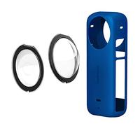 GAEKOL Custodia protettiva in silicone + protezioni per lenti per Insta360 X3 Cover in silicone antigraffio e protezione per lenti impermeabili blu