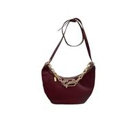 Gaëlle Borsa a Tracolla in Pelle Sintetica, Color borgogna, Catena Dorata Decorativa, Design a Mezzaluna
