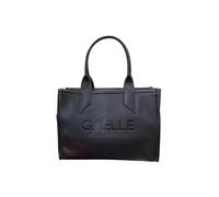Gaëlle PARIS Borsa a Mano in Pelle Nera, Stile Tote con Logo in Rilievo
