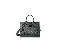 Gaelle Paris Borsa a Mano, Similpelle Nera con Logo in Rilievo, 36,5 x 28 x 15 cm, Tracolla Regolabile