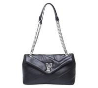 Gaelle Paris Borsa a Tracolla, Similpelle Nera, 31 x 17 x 10,5 cm, con Catena Argentata