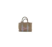 Gaelle Paris Mini Borsa a Mano in Tessuto Beige con Bordi Sfrangiati, Tracolla Regolabile, 19 x 12,5 x 7 cm