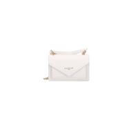 Gaelle Paris Mini Borsa a Tracolla con Patta, Bianco, Similpelle, 19x11x3 cm, con Catena Dorata e Logo Metallico
