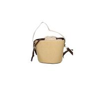 Gaelle Paris Mini Secchiello Borsa a Tracolla, Beige Naturale con Dettagli Marroni, Coulisse, 16x16x16 cm, Tracolla Regolabile
