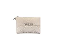 Gaëlle Paris Pochette in Pelle Trapuntata, Colore Crema, con Chiusura a Zip