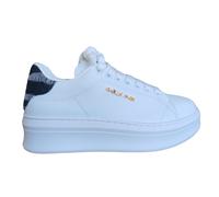 Gaelle Sneakers Scarpe Addict Tomaia in Pelle Bianco e Dark Denim