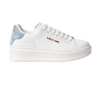 Gaelle Sneakers Scarpe Addict Tomaia in Pelle Bianco e Denim