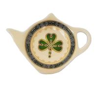 GaelSong Porta bustine di tè in ceramica irlandese a forma di trifoglio celtico, accessori per il tè, utensili da cucina, regalo di inaugurazione della casa