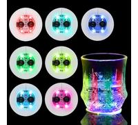 GAESHOW 12 Sottobicchieri Illuminati, 7 Colori, Rotondo Sottobicchieri a Led Adesivi Luci D'Atmosfera, Retro Autoadesivo, Illuminazione Decorativa per Bar, Feste, KTV(5 cm)