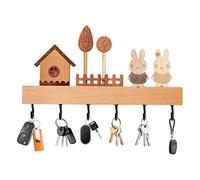 GAESHOW 6 Ganci Portachiavi da Parete in Legno, Porta Chiavi da Muro per Casa, Portachiavi a Parete Moderno Per la Casa per Ingresso, Cucina, Ufficio, Bagno e Soggiorno, Bianco