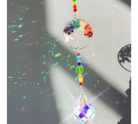 GAESHOW Acchiappasole Cristallo Albero Della Vita, 7 Pietre Chakra, Crystal Suncatcher, Pendenti Suncatcher Decorazione per Casa Giardino, Accessori per Auto Interni