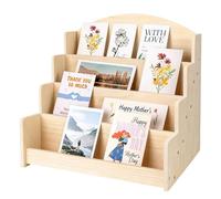 GAESHOW Espositore per Cartoline in Legno, Espositore per Biglietti D'Auguri a 4 Livello, Display Multifunzione per Libri Illustrati, Riviste, Cartoline, Adesivi, Posta