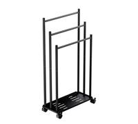 GAESHOW Porta Asciugamani Bagno da Terra con Ruote, Organizzatore a 3 Livelli in Metallo con Ripiano Moderno, Piantana Porta Asciugamani, Accessori Bagno, Nero