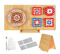 GAESHOW Tavoletta Blocking Board Grande, 56x28 cm Pieghevole Blocco di Blocco per Granny Square, con 30 Perni in Acciaio Inossidabile e 9 Aghi, Accessori per Progetti di Maglia E Uncinetto