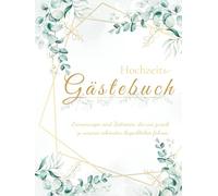 Gästebuch Hochzeit mit Fragen zum Ausfüllen - hochwertiges Hardcover | 80 Doppelseiten | DIN A4: Eukalyptus, Gold, Edel
