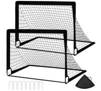 Gaethra 2 Pezzi Porta da Calcio per Giardino, Mini Porte Calcio Bambini, Porte Calcio Giardino Pieghevole, con Rete in Nylon, Borsa Portaoggetti, Asta in Fibra di Vetro, 8 Chiodi a Forma di U