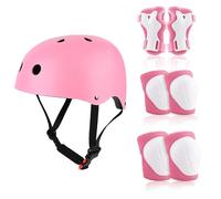 Gaethra Protezioni Skateboard Bambino, Set Protezioni Bici Bambino con Casco Regolabile, Ginocchiere e Gomitiere, Protezioni Skateboard Bambini per Bicicletta, Pattinaggio e Monopattino (Rosa)
