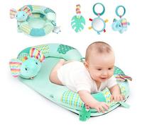 Gaethra Tappeto Gioco Neonato, 3 in 1 Tappeto Tummy Time Neonati, Cuscino Neonato con Giocattoli Sensoriali, Specchio e Anello da dentizione, Regalo Perfetto Sviluppo Infantile 0 3 6 9 12 Mesi