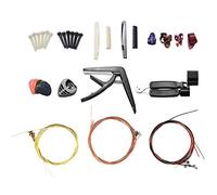 Gaetooely 34 Kit Accessori per Chitarra,Inclusi Plettri per Capo,Corde per Chitarra Acustica, Avvolgitore per Corda 3 in 1,Pin per Ponte, Sella e Dado per A 6 Corde in Osso,Plettri per Dito