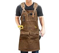 Gaf Nuncew Grembiule da Lavoro in Denim Marrone per Uomo, Grembiule Barbecue con Tasche Multiple e Cintura Regolabile, Grembiule Saldatore Resistente al Calore per Cucina all'Aperto e Lavori Pesanti