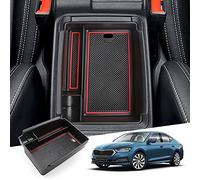 GAFAT Compatibile con Skoda Octavia 4 Wagon RS 2020-2025 2026 Vano Portaoggetti per Console Centrale, 2025 Octavia iv Contenitore Portaoggetti per Bracciolo, Accessori Octavia 4 (Rosso)