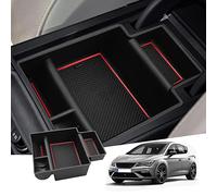 GAFAT Seat Leon MK3 5F FR ST/C*upr-a Leon 2012-2019 Vano Portaoggetti per Bracciolo, Leon Secondario Organizer da Braccioli per Console Centrale (Rosso)