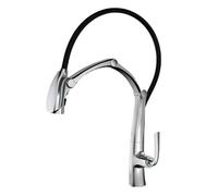 GAFNED Rubinetto da cucina in ottone spazzolato oro e nero - Miscelatore da tavolo con display digitale con rotazione e funzione caldo freddo, apparecchio artistico per lavello (A)