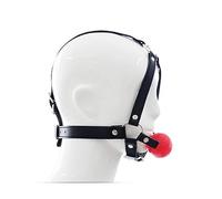 Gag in pelle Imbracatura for la testa Bondage Bocca aperta Restraint muto Palla in silicone solido Prodotti fetish for adulti Giochi sessuali Giocattoli for le donne (Color : Black red)