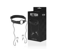 Gag O ring con pinzette per capezzoli Fetish Submissive Vegan Pelle nero