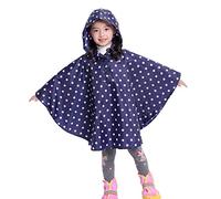 Gaga city Bambini Impermeabile Giacca da Pioggia Poncho da Pioggia Bambina Incappucciato Riutilizzabile Cappotto di Pioggia Bello come Materiale e ha la Sua Sacca Blu e bianco punto/3-5 anni