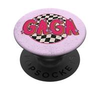 Gaga Retro Checkered Pattern Pink Sparkle Aesthetic PopSockets PopGrip Adesivo