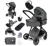 GaGaDumi SoHo Passeggino 3 in 1 - Certificato TÜV, Seggiolino Auto i-Size, Ultraleggero (6,8 kg), con Parapioggia, Zanzariera, Borsa Fasciatoio, Cestino, Portabibite - Perfetto per Città e Campagna