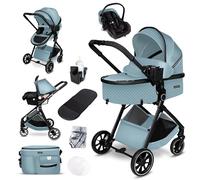 GaGaDumi SoHo Passeggino 3 in 1 - Certificato TÜV, Seggiolino Auto i-Size, Ultraleggero (6,8 kg), con Parapioggia, Zanzariera, Borsa Fasciatoio, Cestino, Portabibite - Perfetto per Città e Campagna