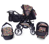 GagaDumi Urbano Passeggino TRIO Baby Carrozzina 3in1 Seggioliono OVETTO AUTO,Fatto nell'Unione Europea (U9-Paradise)