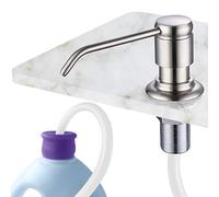 GAGALIFE Dispenser di sapone per lavello da cucina (nichel spazzolato) e kit tubo di prolunga, testa in ottone completo, tubo in silicone da 101,6 cm si collega direttamente alla bottiglia di sapone,
