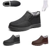 GAGFDA Scarpe invernali da uomo, calde, foderate in pile, con cerniera laterale, stivaletti leggeri foderati in pelliccia antiscivolo, comodi stivali da neve termici da uomo, Nero , 0 UK